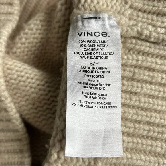 Vince Wool Cashmere V-Neck Sweater Beige Women’s Size S Cozy Elegant - Picture 9 of 11